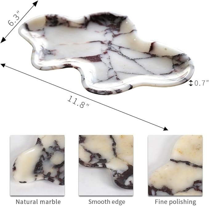 Handcrafted Marble Decorative Tray, Cloud Shaped Tray for Vanity, Unique Trinket Dish for Jewelry Ring Necklace, Natural Stone Key Tray for Entrance Living Room Vanity (Calacatta-Viola 11.8" x 6.3")