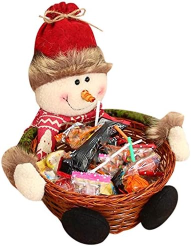 Christmas Basket Cute Christmas Ornaments Santa Claus Candy Storage Basket Woven Basket Bamboo Wicker Basket
