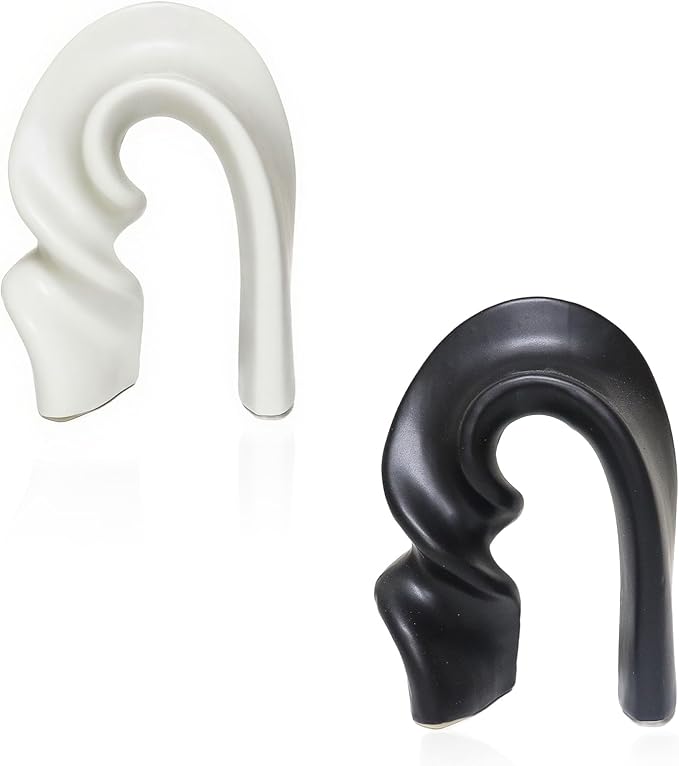 Zerzsy 2 Pack Ceramic Statues Figurine Decor, Modern Abstract Sculpture for Living Room Bedroom Bookshelf Coffee Table Display, Unique Gift Home Decor - Black White