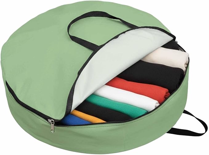36 Inch Round Storage Bag 1 Pack,Avocado Green Solid Color Waterproof Wreath Storage Container with Handles&Zipper Modern Minimalist Style Closet Organizer Bags Garland Box