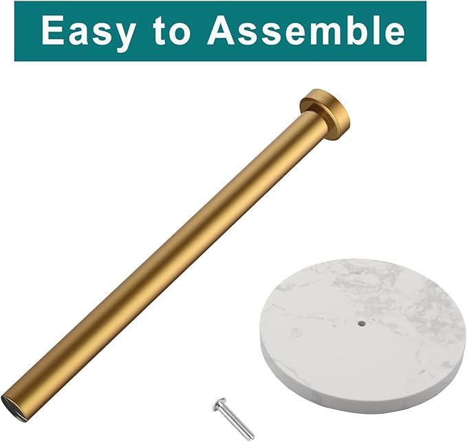 Gold Paper Towel Holder, Standing Paper Towel Holder with Weighted Marble Base for Kitchen Bathroom, Countertop Marble Paper Towel Roll Holder for Standard or Jumbo-Sized