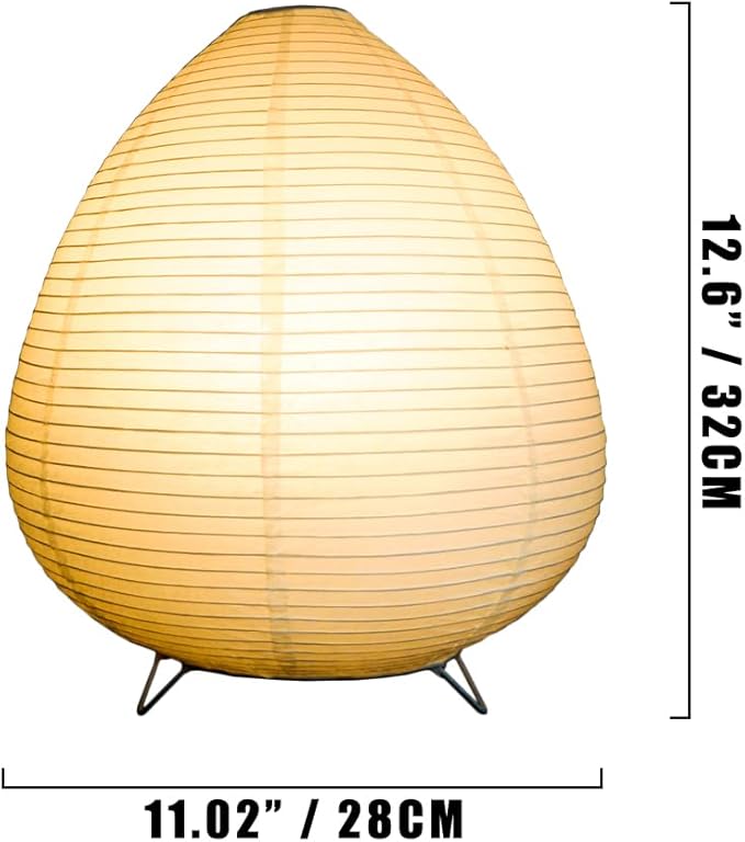 Small Table Lamp, Cute Paper Lamp, Ambient Lighting Lamp, Cozy Bedside Lamp, Minimalist Warm Glow Light for Bedroom Living Room Kids Room Dorm (White, 12.6"x11.02"x11.02")