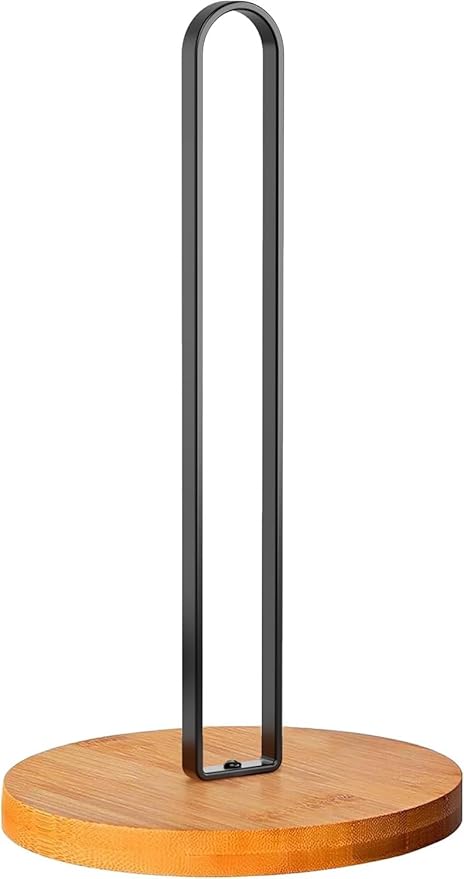 Wooden Paper Towel Holder Countertop, Kitchen-Towel-Holder FreeStanding with Non-Slip Base for Kitchen Bathroom