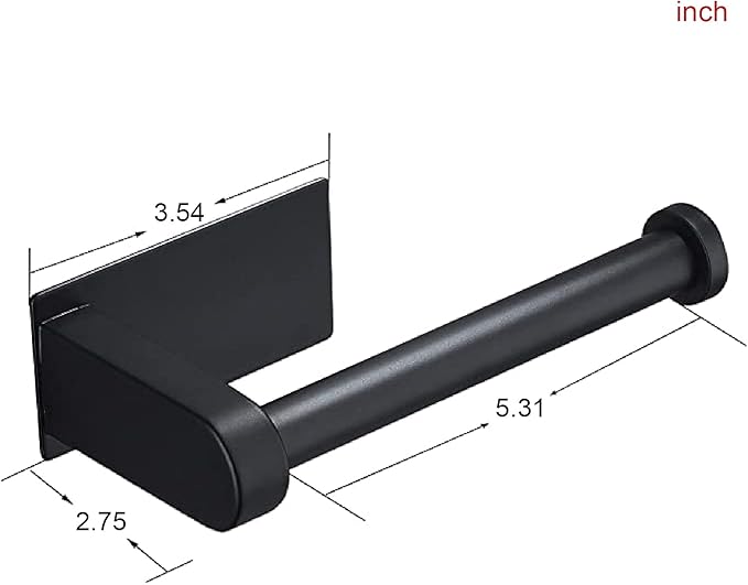 YIGII Toilet Paper Holder Self Adhesive - Black Toilet Roll Holder Adhesive Toilet Tissue Holder Stick on Wall for Bathroom and Kitchen, SUS 304 Stainless Steel