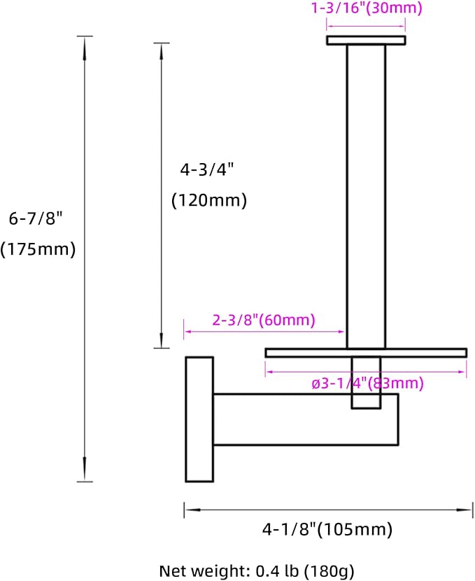 Vertical Tray Toilet Paper Holder, Aomasi 304 Stainless Steel Tissue Roll Hanger with Round Plate, Matte Black Bathroom Kitchen Paper Roll Dispenser Wall Mounted
