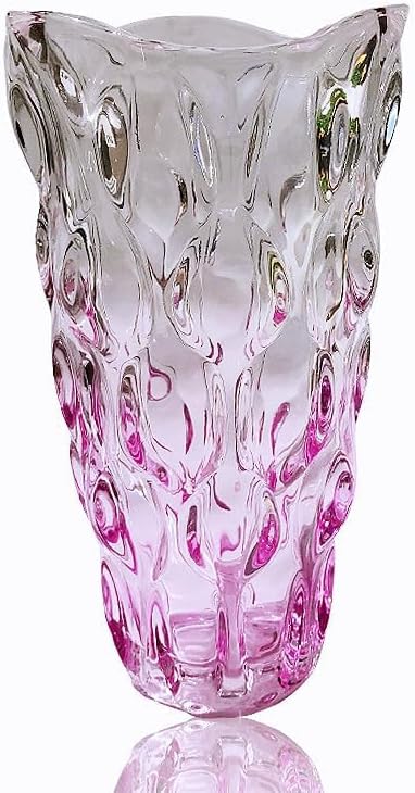 Unbreakable Flower Glass Vase 3.5lb 9.5inch Sparkle vase Bohemian Style, for Centerpieces,Kitchen,Office, Living Room,Wedding,Perfect Home Decor Glass Vase (Gradient Pink)