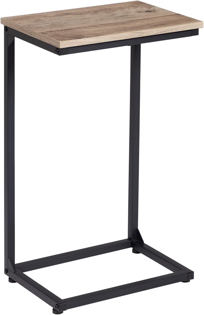 AMHANCIBLE C Shaped End Tables, Couch Side Tables that Slide Under, TV Trays for Living Room, Bedroom, Small Space, Sofa, Grey HET02BGY-1