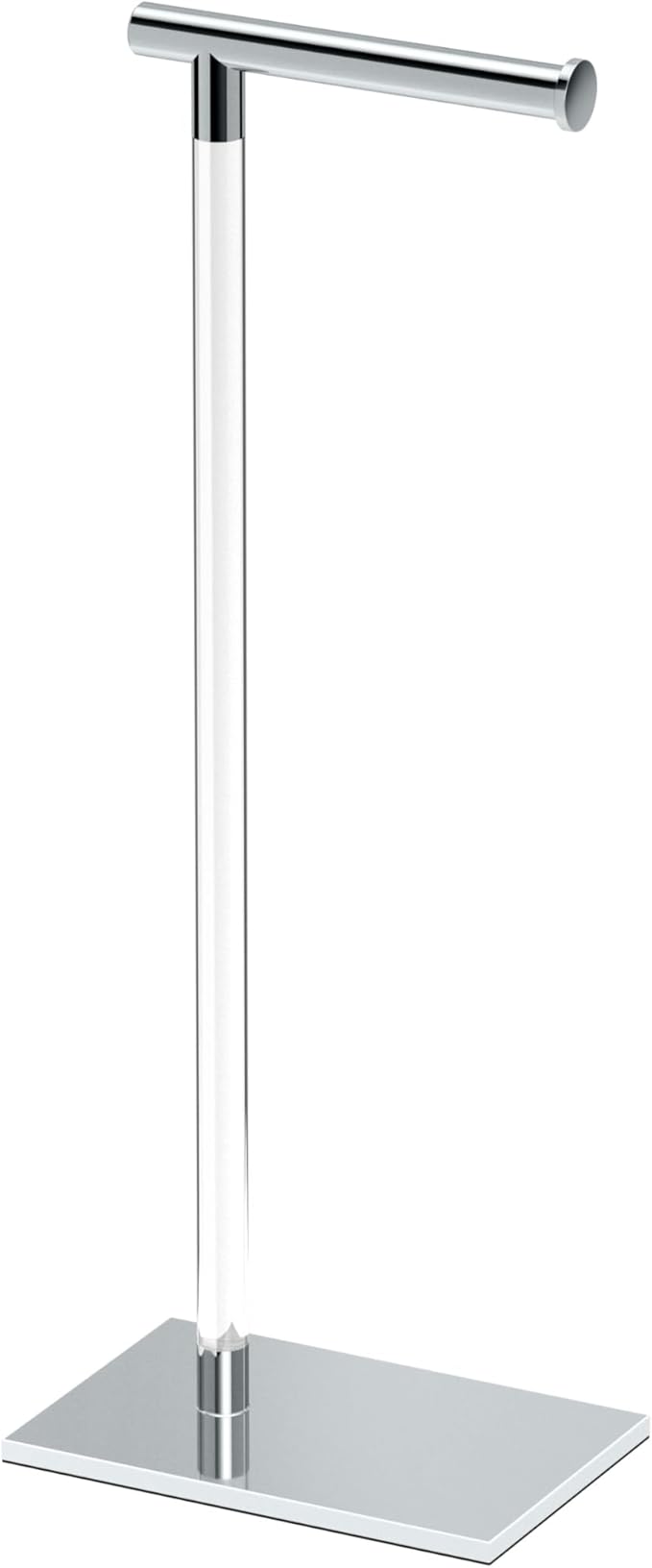 Gatco 1331C Modern Rectangle Base Freestanding Toilet Paper Holder 22.25" Chrome/Acrylic with Weighted Base