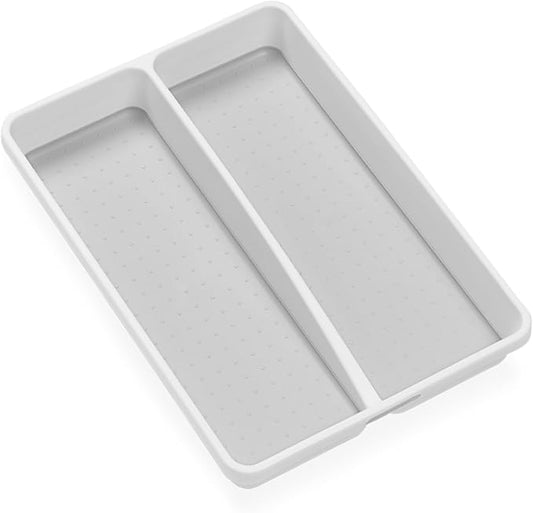 madesmart Small Utensil Tray, Multi Purpose Storage Organizer, Deep Storage for Ladles, Whisks & Serving Tools, Non Slip Lining, for Drawers & Home Organization, White