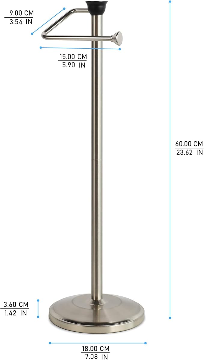 ZCCZ Toilet Paper Holder with Storage - Free Standing Tissue Dispenser - Nickel Finish - Holds up to 5 Mega Rolls - No Tools Required for Assembly - Durable and Stylish Bathroom Accessory