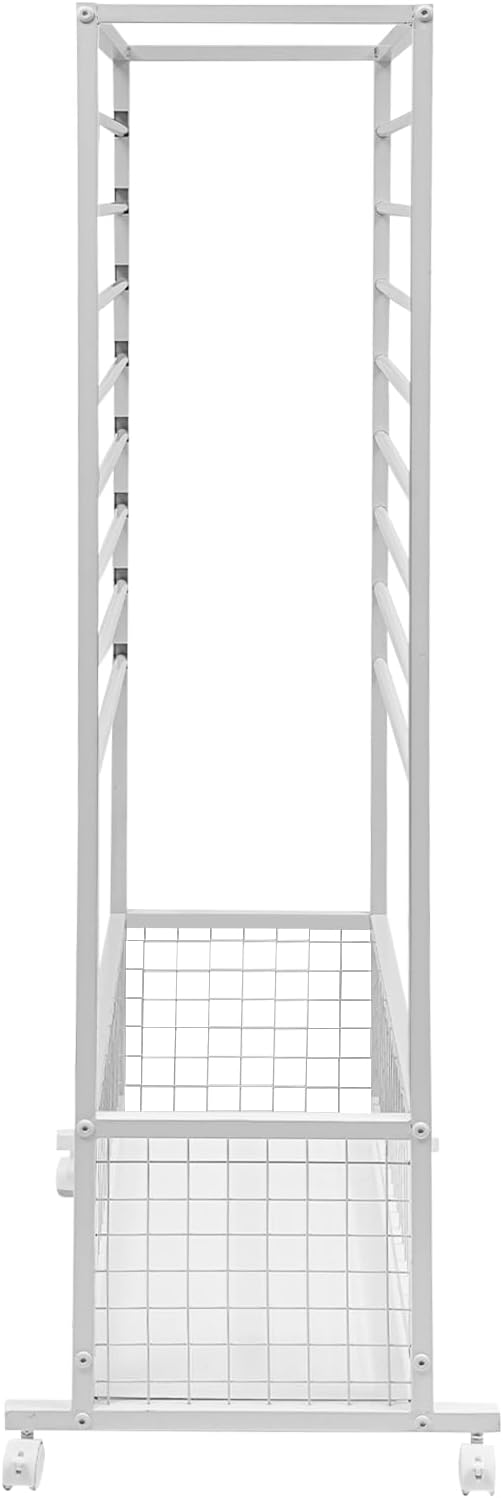16-Layer Floor Standing Ribbon Organizer Rack, 60" Metal Flower Wrapping Paper Storage Stand, Flower Shop Packaging Paper Storage Stand for Home Craft Room Clothing Store, White