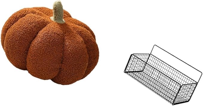 Fenteer Halloween Pumpkin Storage Basket Iron Organizer Decorative Cushion Wire Hanging Container Suitable for Living Room Bedroom Bathroom