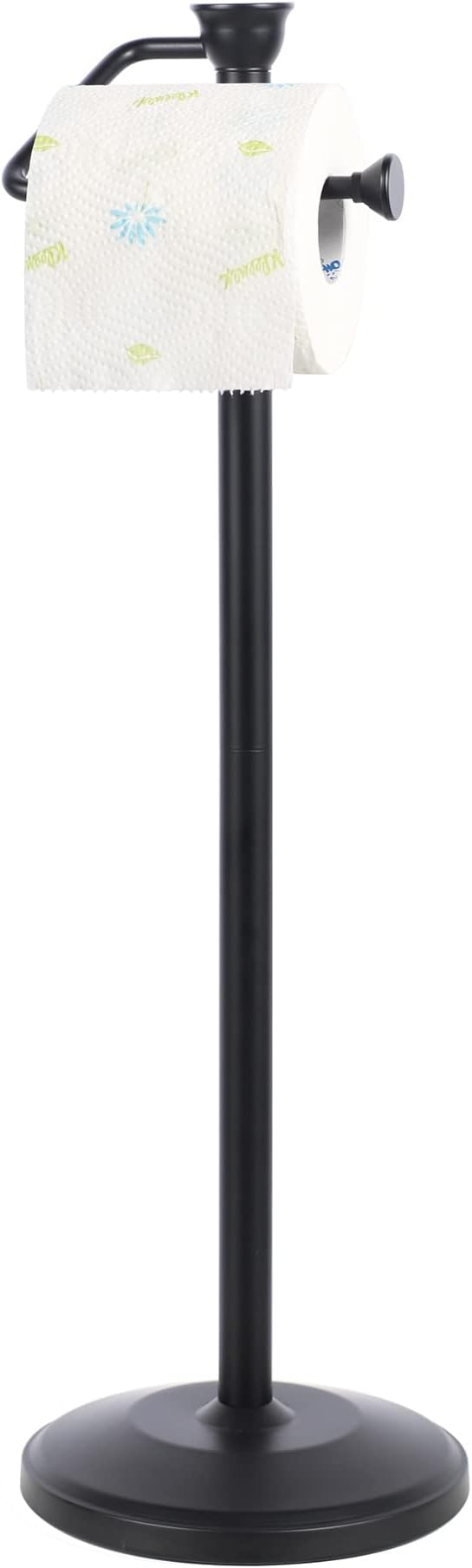 ZCCZ - Free Standing Toilet Paper Holder Stand with Reserve, Bathroom Tissue Dispenser Storage for 5 Mega Rolls, Black Toilet Paper Roll Organizer for Modern Bathrooms