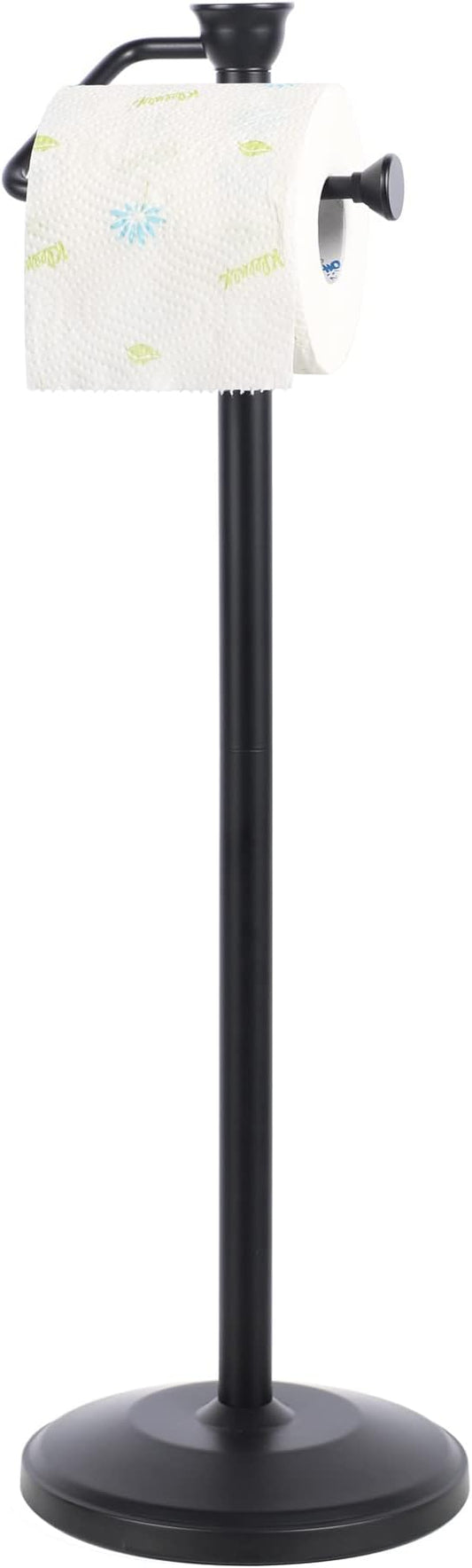 ZCCZ - Free Standing Toilet Paper Holder Stand with Reserve, Bathroom Tissue Dispenser Storage for 5 Mega Rolls, Black Toilet Paper Roll Organizer for Modern Bathrooms