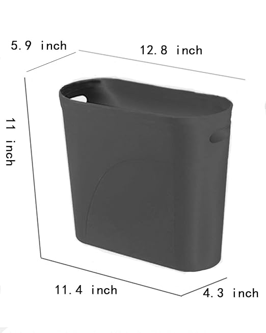 Bathroom Small Trash Can, 3 Gallon Slim Plastic, Black
