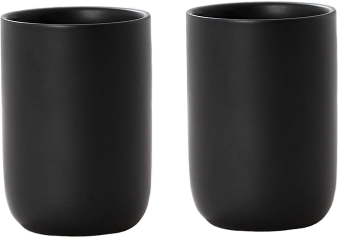 Bathroom Ceramic Toothbrush Cup, Matte Black Toothbrush Cup Holder, Bathroom Storage Organizer