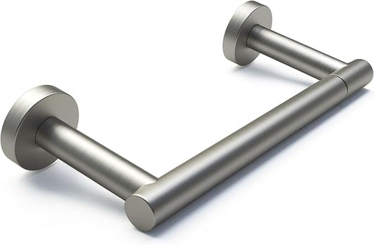 POKIM Brushed Nickel Toilet Paper Holder, Stainless Steel Double Post Pivoting Wall Mount Holder, Fits Mega Large/Jumbo Rolls, Commercial Bathroom Tissue Dispenser for Home & Commercial Use
