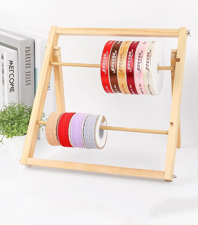 Free Standing Wooden Gift Wrapping Paper Storage Holder,Home Studio Ribbon Organizer Display Rack, Easy to Assemble(40x40cm)