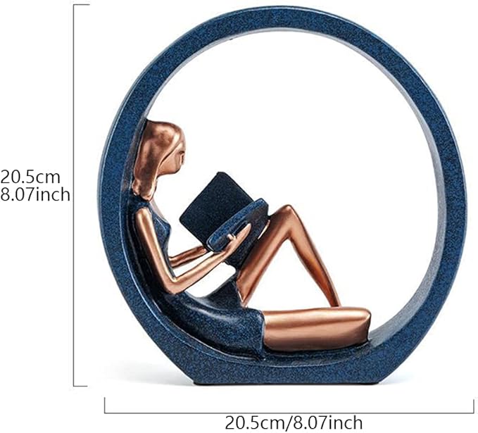 EKDJKK Resin Figurine Reading a Book Yoga Girl Bookshelf Bookcase Aesthetic Decoration Sculpture Accent Piece, Art Sculptures Modern Accents Figurine for Library Office Steel Statue Gifts