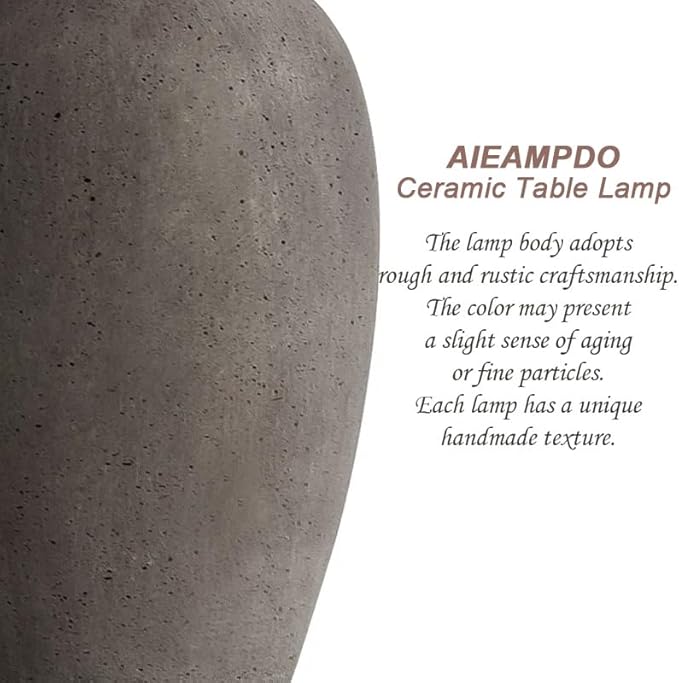 AIEAMPDO 21'' Set of 2 Farmhouse Ceramic Table Lamps for Living Room Bedroom, Nightstand Rustic Brown Desk Lamp for Bedside End Table Entryway, 2 LED Bulbs Included