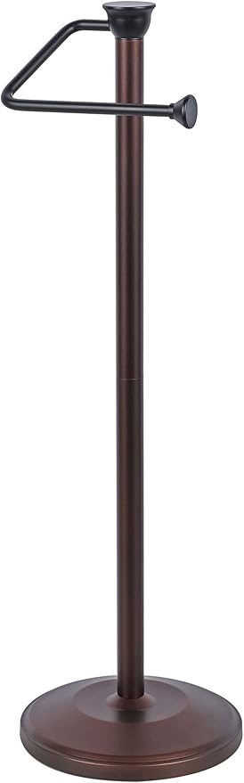 ZCCZ Toilet Paper Holder Stand, Freestanding Tissue Roll Dispenser with Reserve Storage, Bathroom Organizer for 5 Mega Rolls, Oil Rubbed Bronze Finish, Space-Saving Design for Modern Home Décor