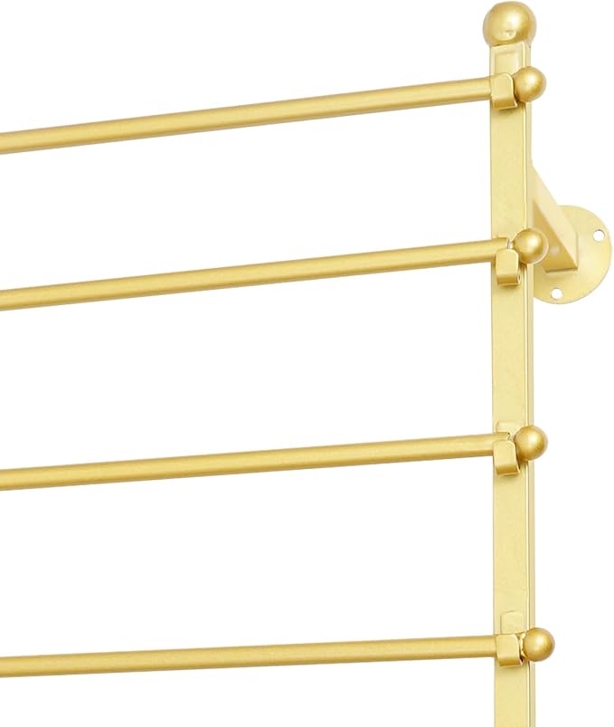 12-Layer Ribbon Holder Organizer Rack Wall Mounted Wrapping Paper Storage Rack Ribbon Dispenser Holder Wrapping Station Display Racks for Craft Room Florist Cake Shop(Gold)