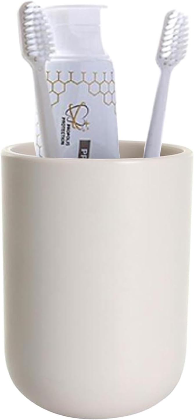 Toothbrush Cup, Bathroom Cup, Toothbrush Holder, Bathroom Tumbler, Plastic, 350ml (Khaki)