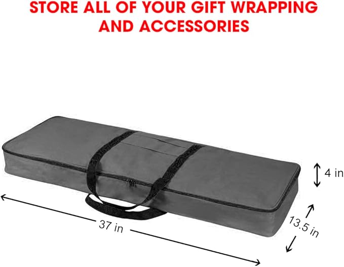 Primode Christmas Wrapping Paper Storage Bag with Pockets | Gift Wrap Organizer Container | 37” x 14” x 4” | Underbed Durable Box Made of 600D Oxford Material (Gray)