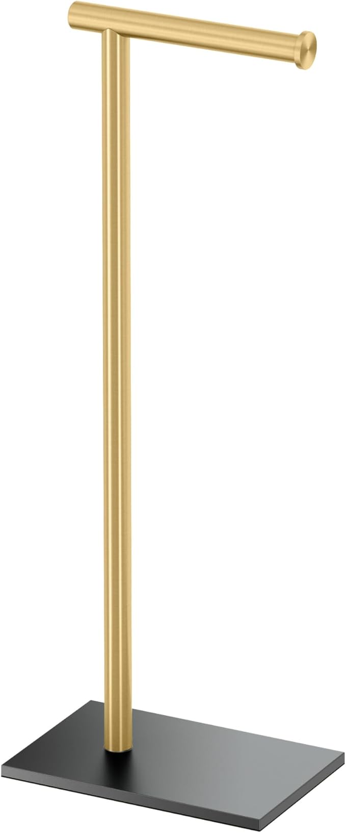 Gatco 1431MXB Modern Rectangle Base Freestanding Toilet Paper Holder, 21.25", Matte Black Brushed Brass, with Weighted Base