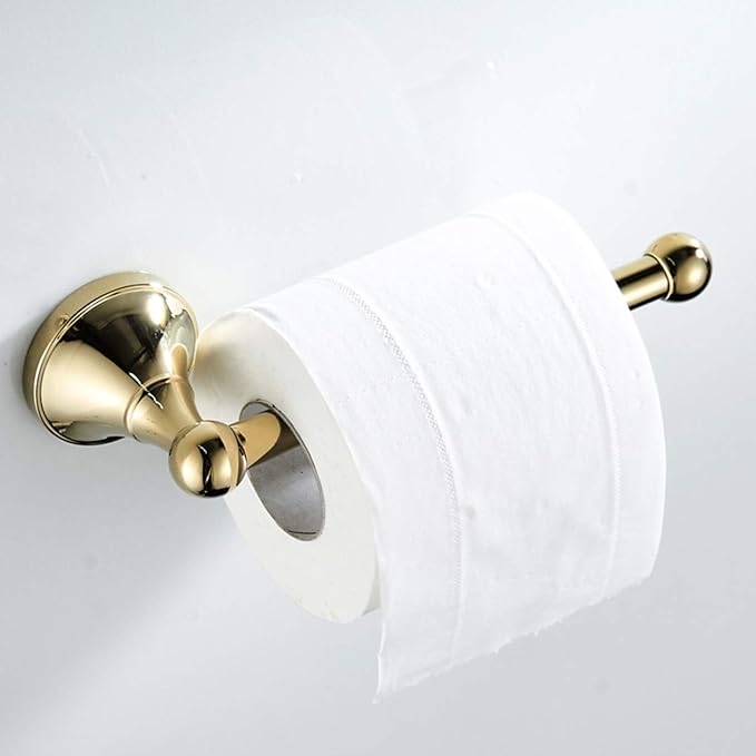 Flybath Toilet Paper Holder Without Cover Brass Bathroom Paper Tissue Roll Wall Mounted, 20 cm / 7.87 inches, Polished Gold