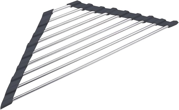 Stainless Steel Roll Up Dish Drying Rack, Over The Sink Dish Rack Rolling Dish Drainer, Foldable Sink Rack Mat for Kitchen Sink Corner