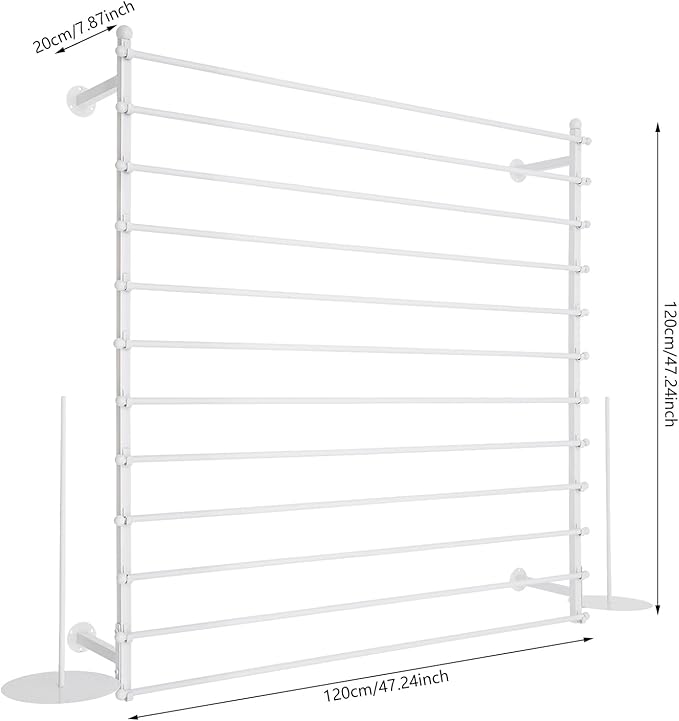 12-Layer Ribbon Holder Organizer Rack Wall Mounted Wrapping Paper Storage Rack Ribbon Dispenser Holder Wrapping Station Display Racks for Craft Room Florist Cake Shop(White)