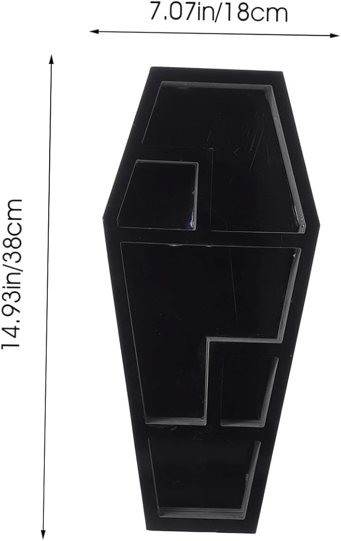 Creative Gothic Coffin Storage Rack Unique Sundries Organizer for Home Decor Eerie Halloween Display Shelf for Makeup and Collectibles Coffin Design