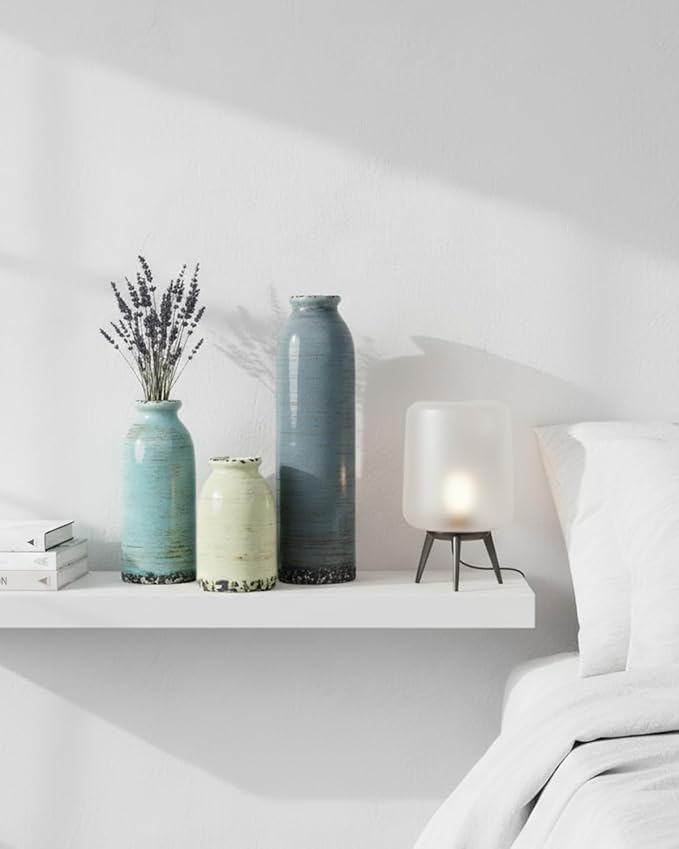 Morandi Ceramic Vase Set of 3 – Handmade Pottery Vases, Glazed Vintage Decor for Living Room, Table Centerpiece & Modern Rustic Home Styling