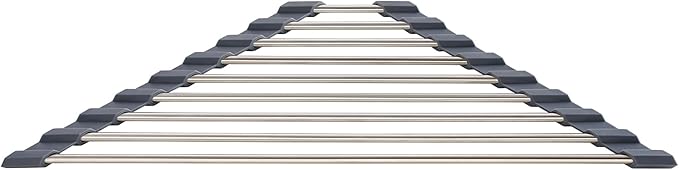 Stainless Steel Roll Up Dish Drying Rack, Over The Sink Dish Rack Rolling Dish Drainer, Foldable Sink Rack Mat for Kitchen Sink Corner