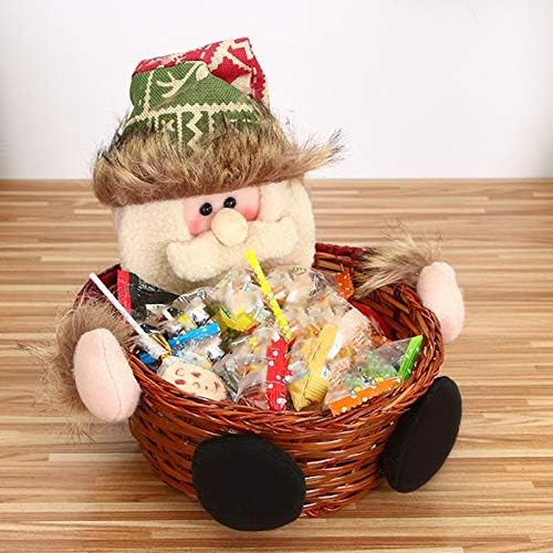 Christmas Basket Cute Christmas Ornaments Santa Claus Candy Storage Basket Woven Basket Bamboo Wicker Basket