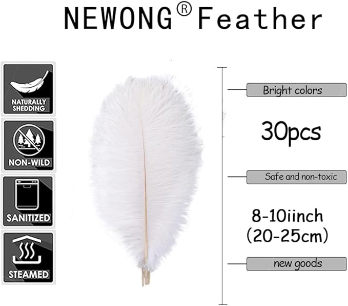 30pcs Yellow Ostrich Feathers Natural Bulk 8-10in（20-25cm） Vase Craft Wedding Home Party Centerpieces Christmas Day Decoration…