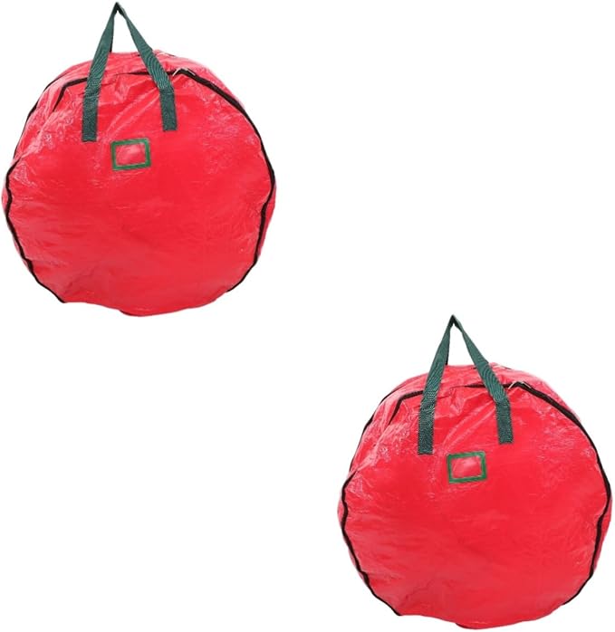Garneck 2pcs Double Layer Xmas Wreath Storage Bag with Handles Container for Wreaths Design for Holiday Decorations Zippered Organizer for Convenient Storage