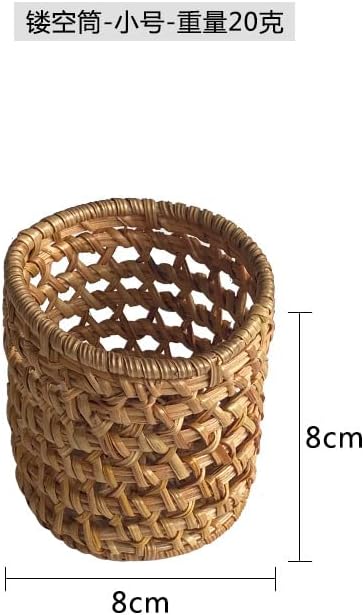 4pcs/Set Autumn Rattan Manual Woven Storage Ornaments Pu'er Tea Can Ornaments Solid Wood Color Storage Ornaments Storage Basket