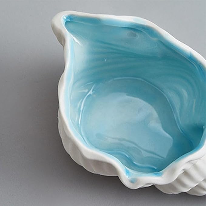 1 Pcs Conch Shape Ceramic Jewelry Tray, Multi-purpose Lovely and Luxurious Home Marine Decor, Ocean Style Earrings Necklace Storage for Rings, Watch, Key