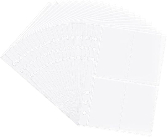 Clear Double-Sided Refill Inner Pages for Transparent Jewelry Storage Book 6 Ring Binder, 20 Sheets 160 Pockets