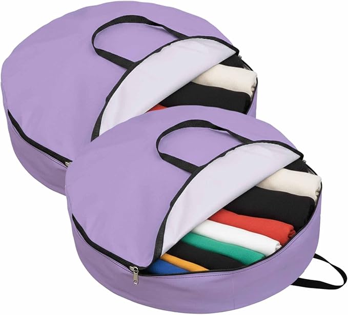 36 Inch Round Storage Bag 2 Pack,Purple Watercolor Solid Color Waterproof Wreath Storage Container with Handles&Zipper Minimalist Style Closet Organizer Bags Garland Box