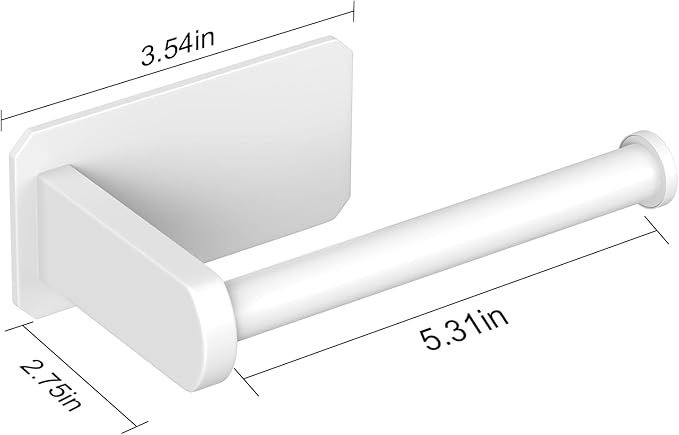 VAEHOLD Toilet Paper Holder Self Adhesive Kitchen Washroom Adhesive Toilet Roll Holder No Drilling for Bathroom Stick on Wall Stainless Steel Brushed (White)