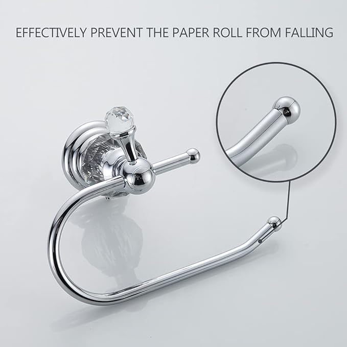 WOLIBEER Crystal Toilet Paper Holder, Polished Chrome Tissue Paper Holder Silver Bathroom Toilet Roll Hanger Wall Mounted Brass
