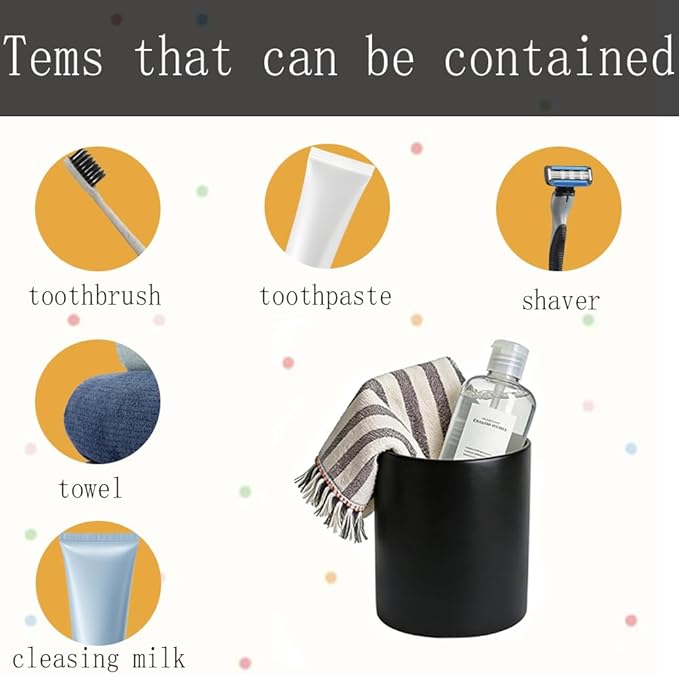 Extra-Large Ceramic Toothbrush and Toothpaste Cup, Bathroom Storage Cup, Black Toothbrush Cup Holder, Sturdy and Durable. （H6.3'' *W 5.3''）