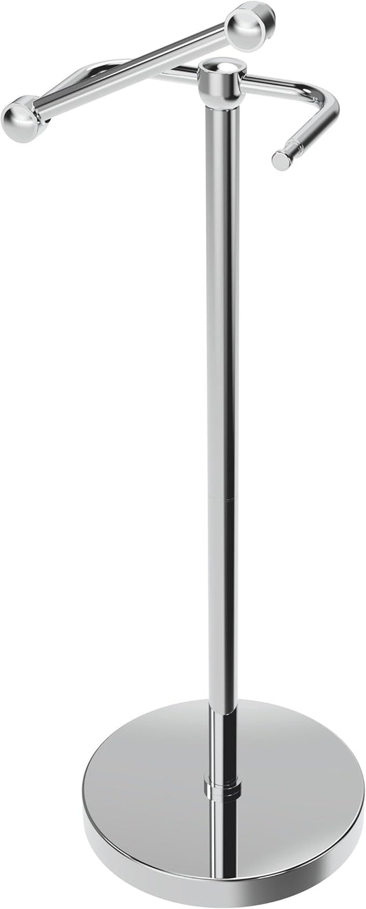 RARXTR Toilet Paper Holder Stand, Post Pivoting Design Free Standing Toilet Paper Holder, SUS304 Stainless Steel Toilet Paper Roll Holder, Heavy Stable Base (Chrome)