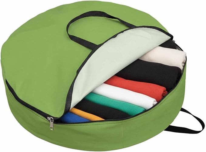 30 Inch Round Storage Bag 1 Pack,Watercolor Green Waterproof Wreath Storage Container with Handles&Zipper Solid Color Closet Organizer Bags Garland Box