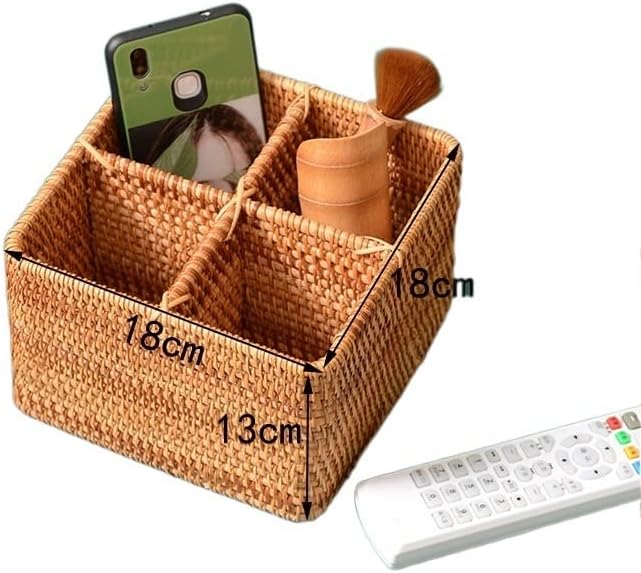 1 Pack Rattan Woven Manual Storage Ornaments, Coffee Table Storage Basket, Remote Control Mobile Phone Household Storage Ornaments