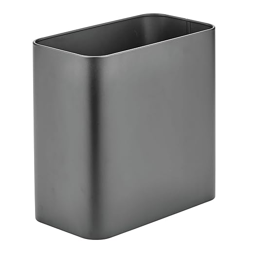 mDesign Small Metal 2.4 Gallon/9 Liter Trash Can Wastebasket Garbage Bin for Bathroom, Slim Rubbish Waste Bin Trashcans - Mirri Collection - Graphite Gray