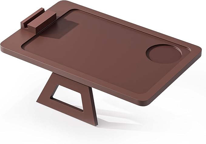 Bamboo Sofa Tray,Couch Arm Table, Clip-On Armrest Tray Table for Wide Couch Foldable Tray with 360° Phone Holder Couch Arm Tray for Eating/Drinks/Snacks/Remote，Brown